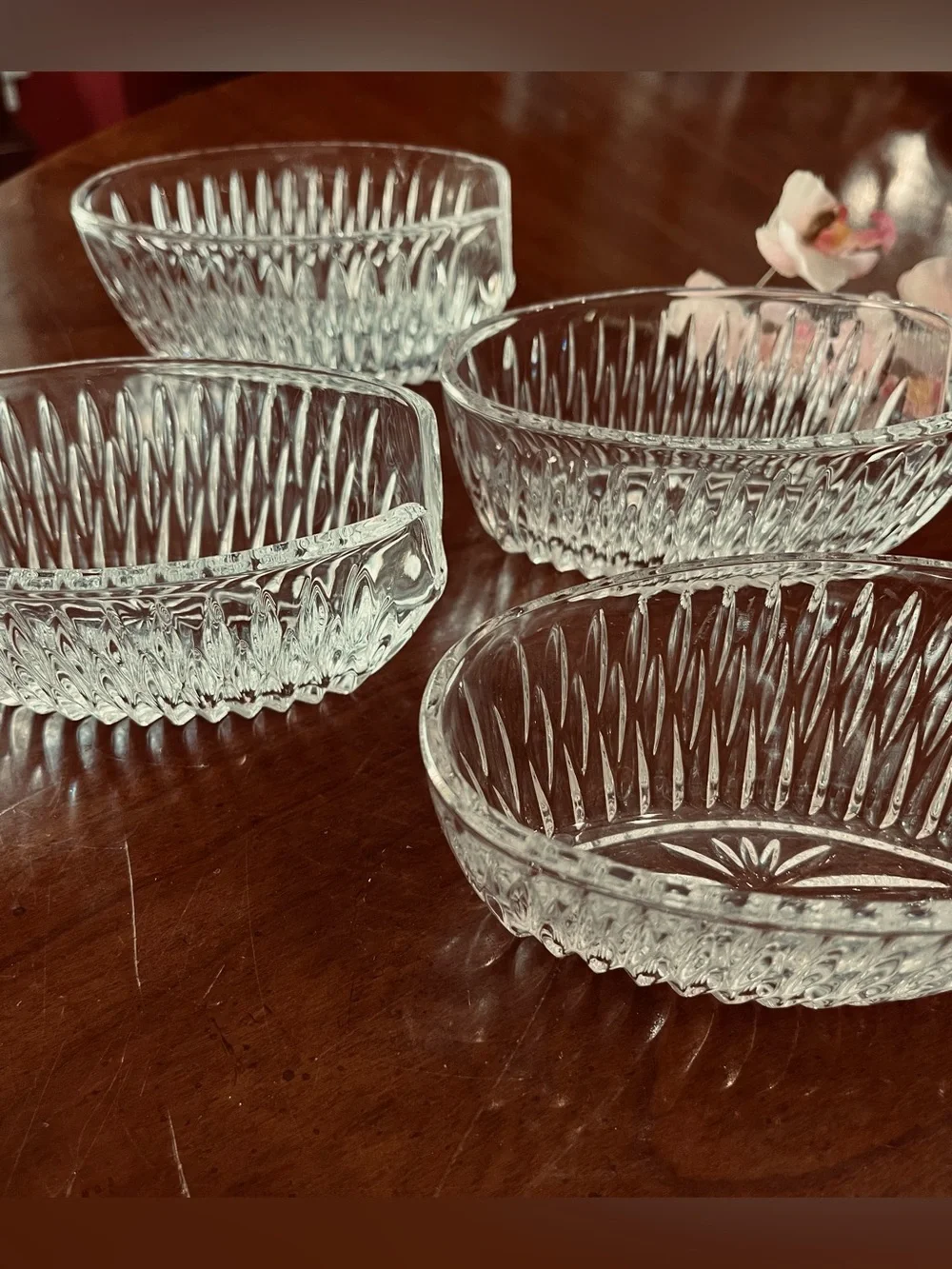 VTG Princess House Highlights Lead Crystal Flatware Holders Set of 4